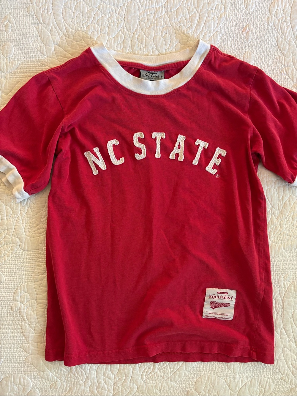 Vintage NC State Red Kids Ringer Tee - Collegiate Short Sleeve Shirt